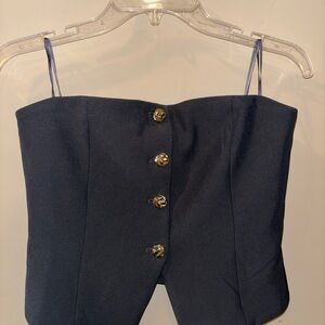 Dark Green Strapless Corset with Gold Buttons